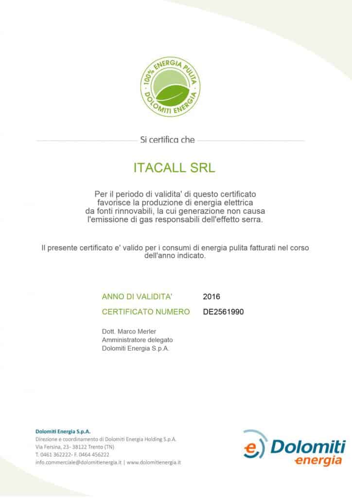 Itacall utilizza energia green per le attività di Telemarketing