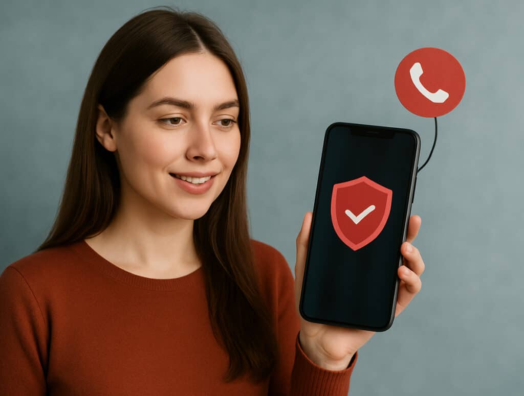 Ragazza sorridente perché grazie alle nuove regola AGCOM non riceverà più chiamate moleste