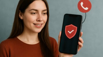 Ragazza sorridente perché grazie alle nuove regola AGCOM non riceverà più chiamate moleste